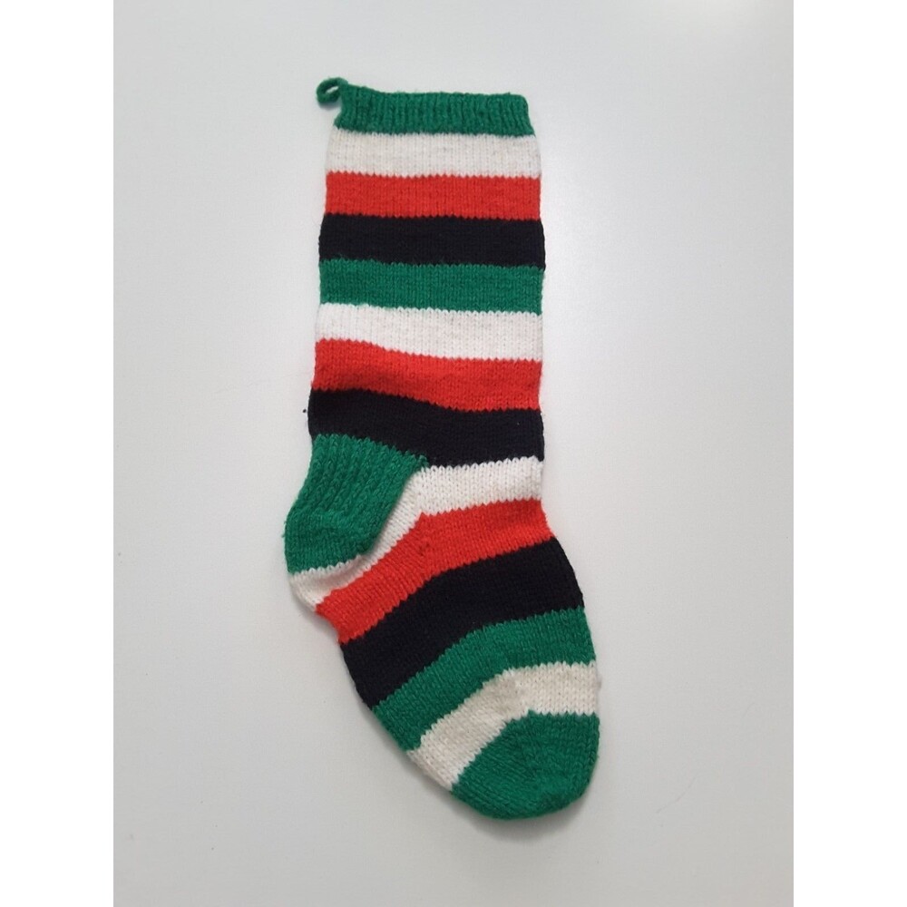 Handmade Knit Striped Christmas Stocking